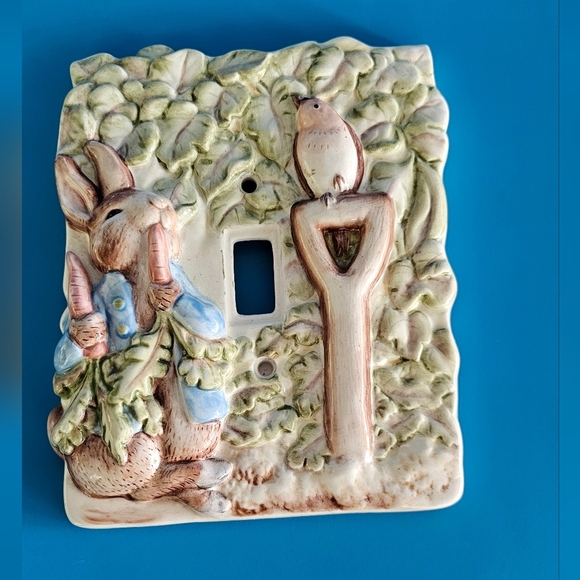 Charming Ceramic Light Switch Cover with Rabbit and Bird Design 1996 - Picture 1 of 4